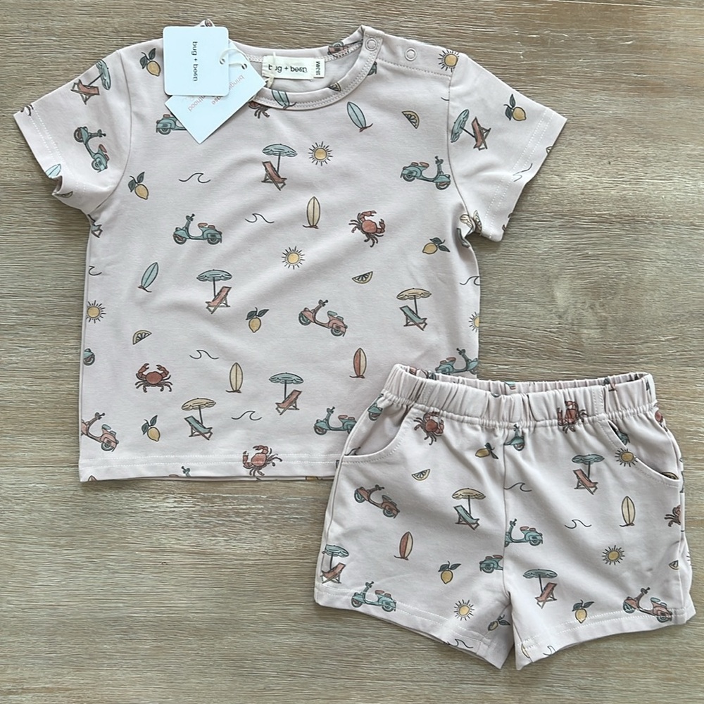 Bug + Bean 2 Piece Matching Set Organic Cotton Dolce Vita 12-18 18-24 months 4-5